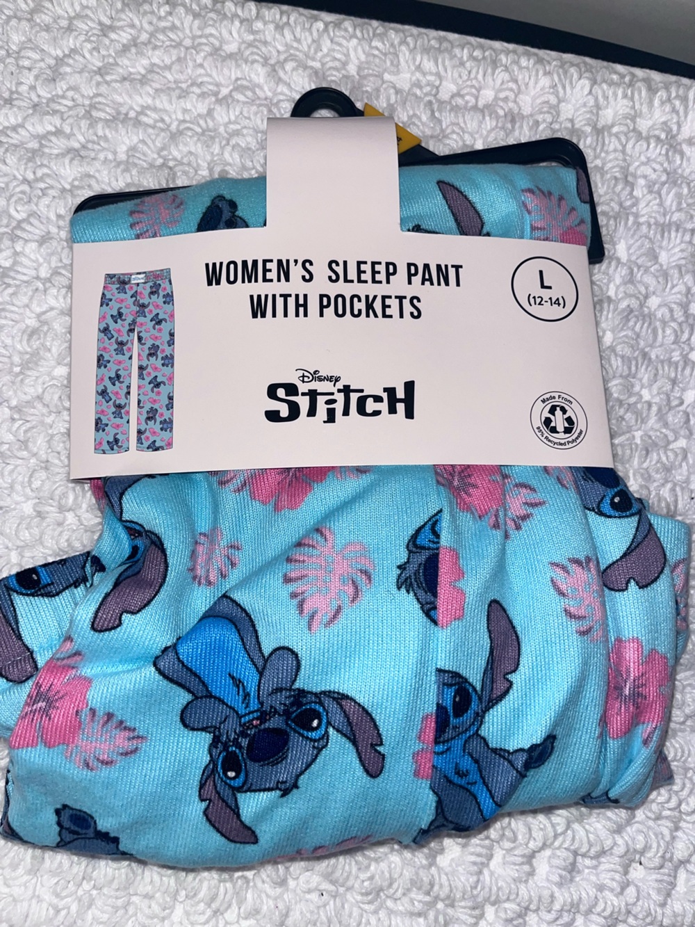 Disney Stitch Women's Pajama Pants - Light Blue with Pink Accents